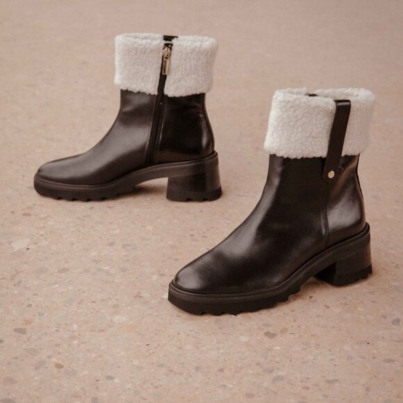 bobbies Aïko Italian Leather Healed Boot with Sherpa Cuff - Picture 3 of 11